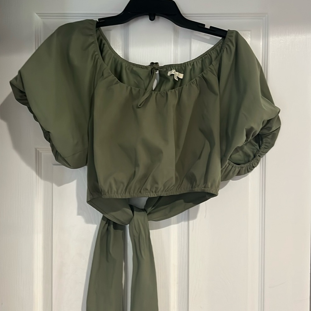 Green crop top.